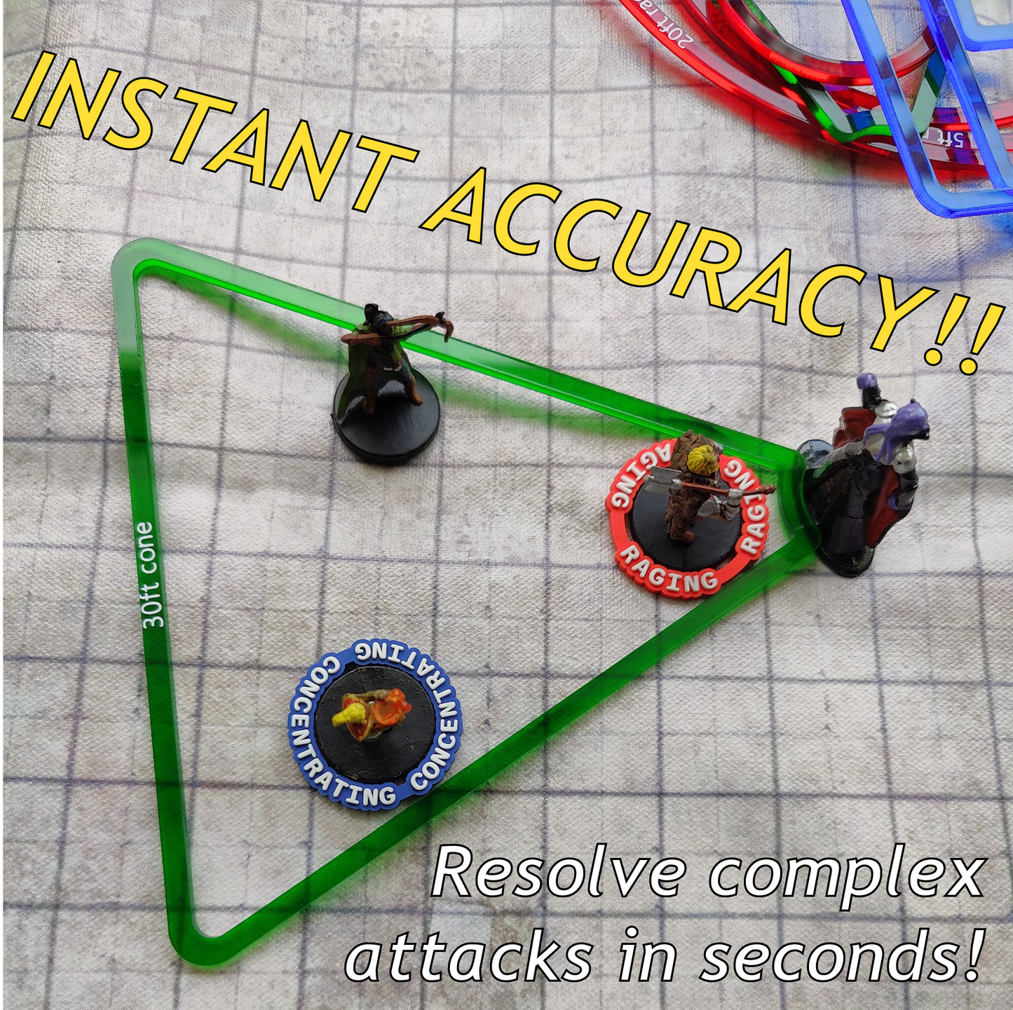 DND Area of Effect Spell Templates - Set of 16 AOE Markers for RPG
