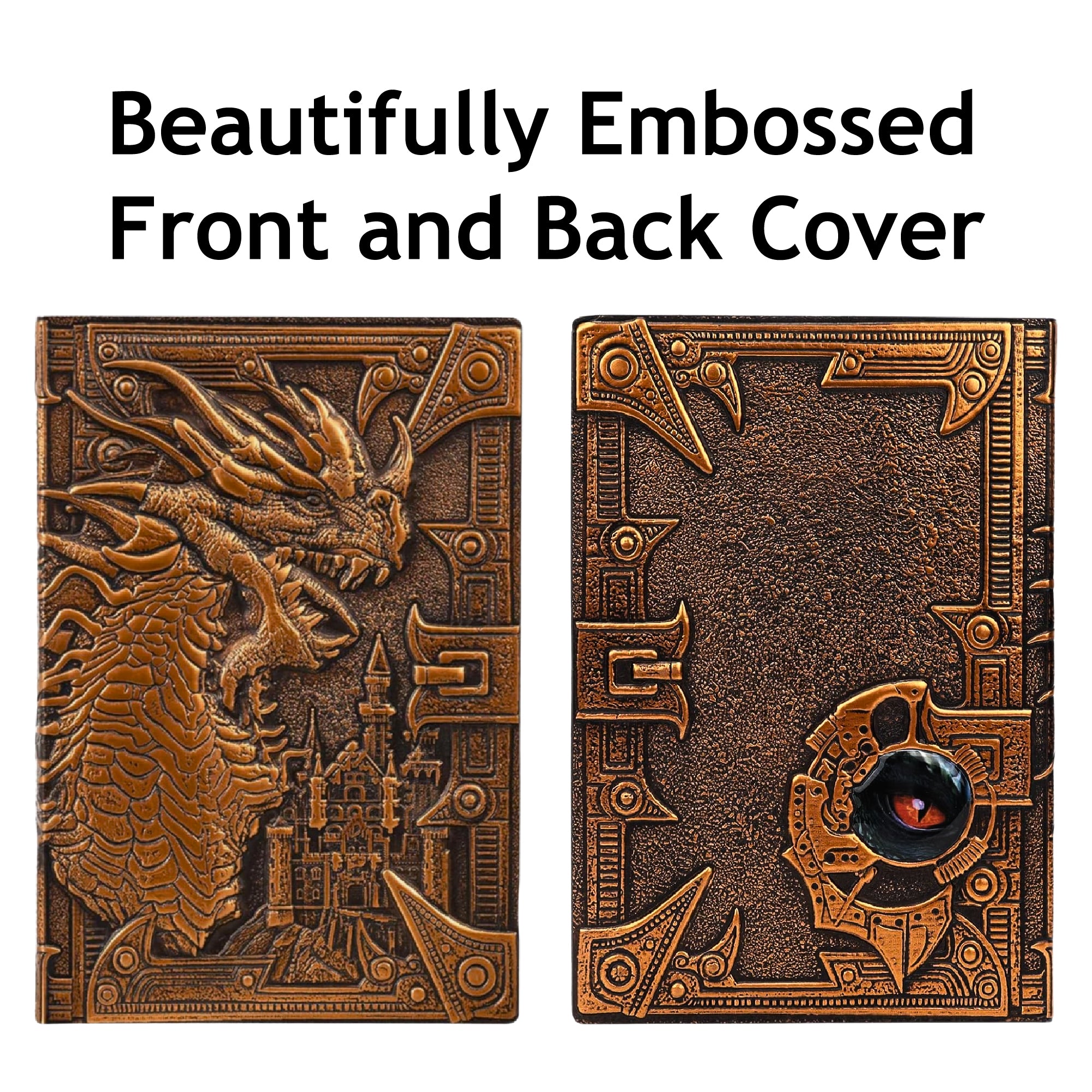 Dungeons & Dragons Notebook: 200-Page Leather Journal With 3D Bronze Dragon Cover & Pen - Perfect RPG Gift