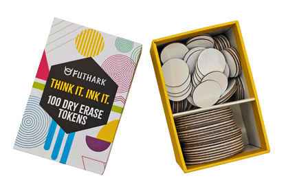 Futhark 100 Dry Erase Tokens for DND – Reusable RPG Tokens in 2 Sizes for Combat Tracking, Initiative, Conditions, and Effects – Reusable Circle Markers for Tabletop Board Games Accessories (100 PCS)