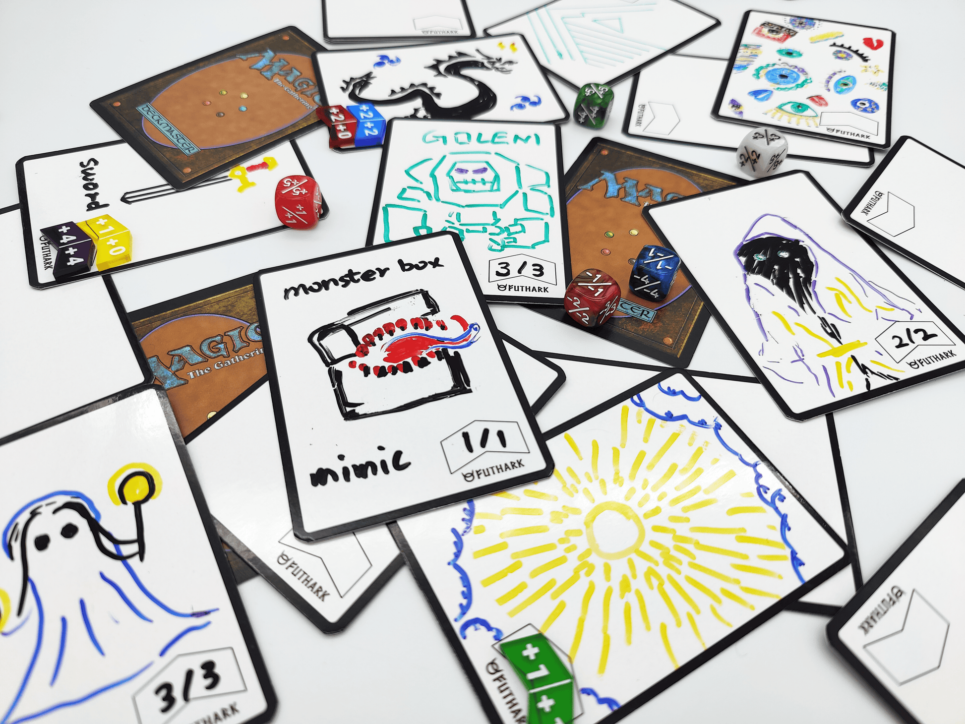 dry erase token cards mtg Erasable MTG Tokens – Set of 60 Double-Sided Proxy Cards for Magic: The Gathering