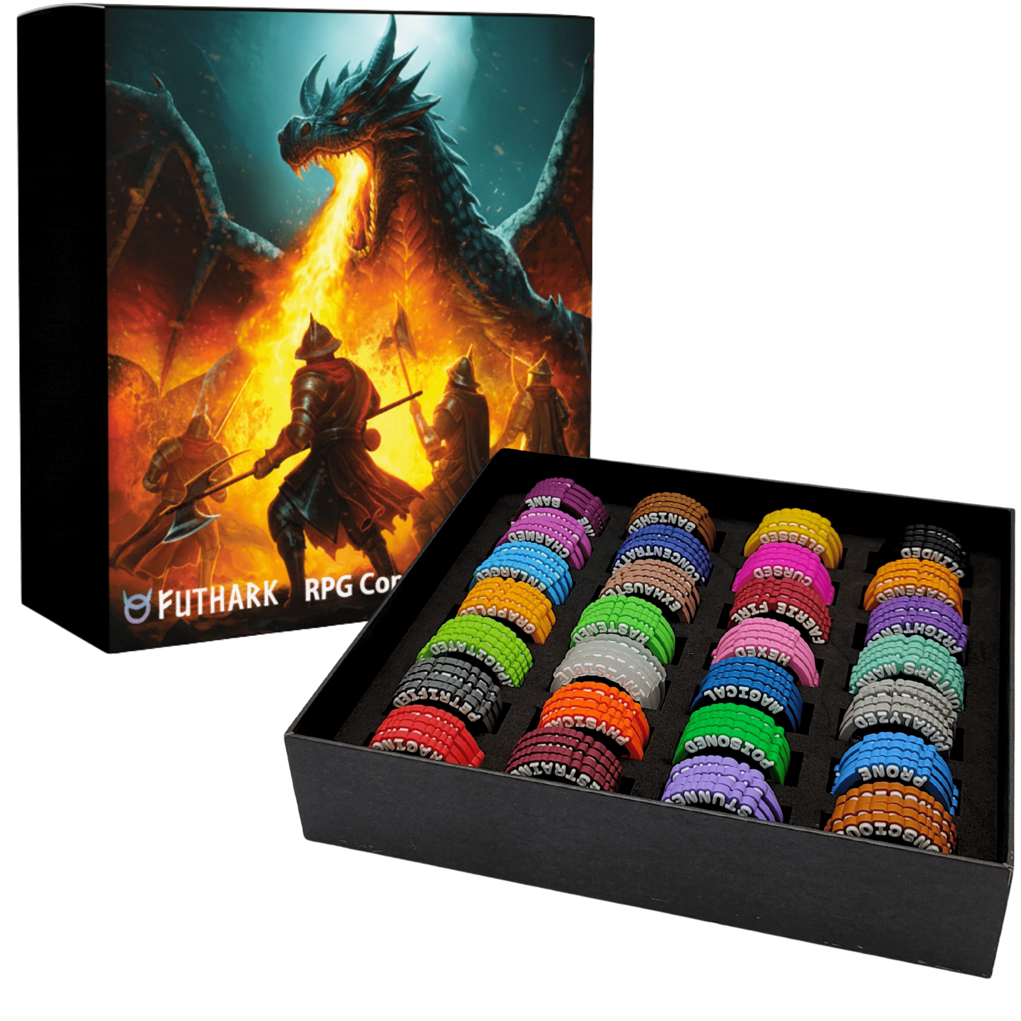 RPG Condition Markers – 112 Rubber Rings for D&D – Futhark